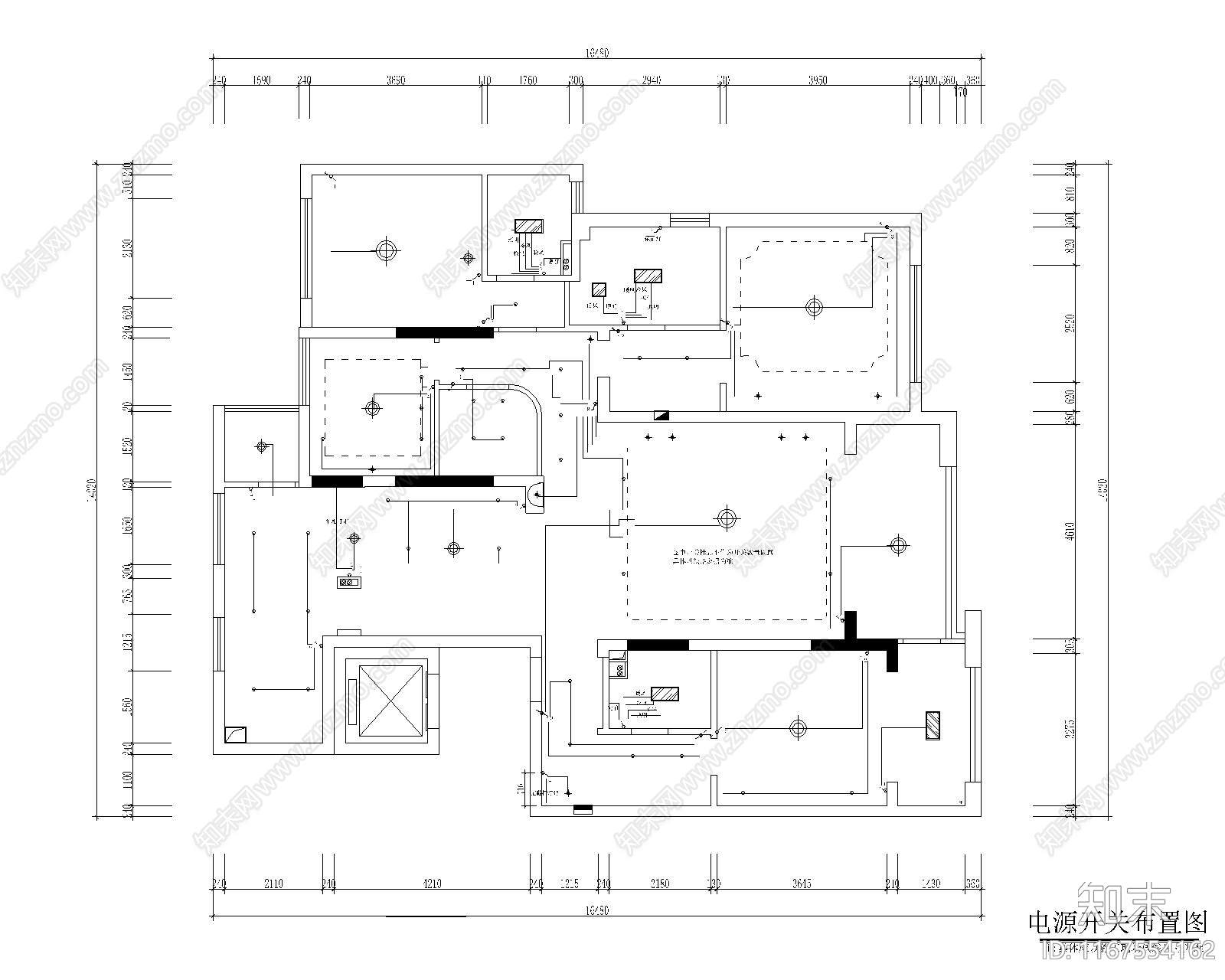 整体家装空间cad施工图下载【ID:1167554162】