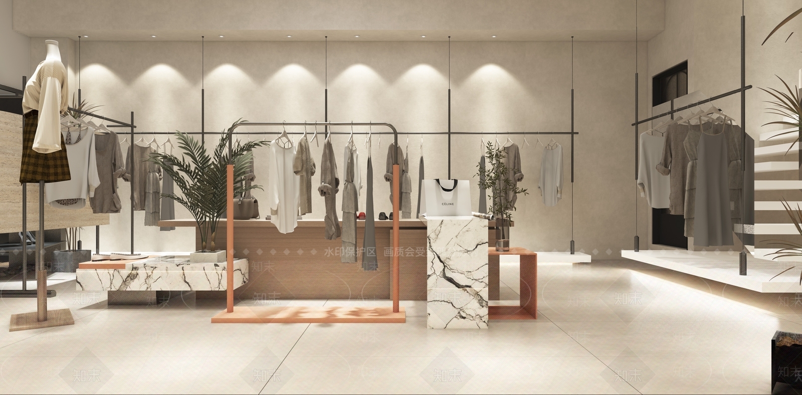 现代轻奢服装店3D模型下载【ID:1167558387】