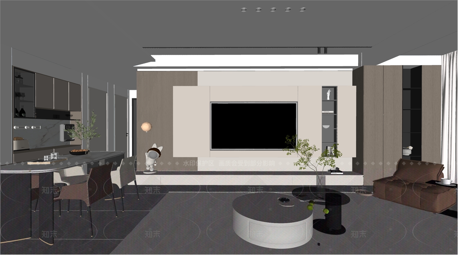 现代家居客厅SU模型下载【ID:1216072766】