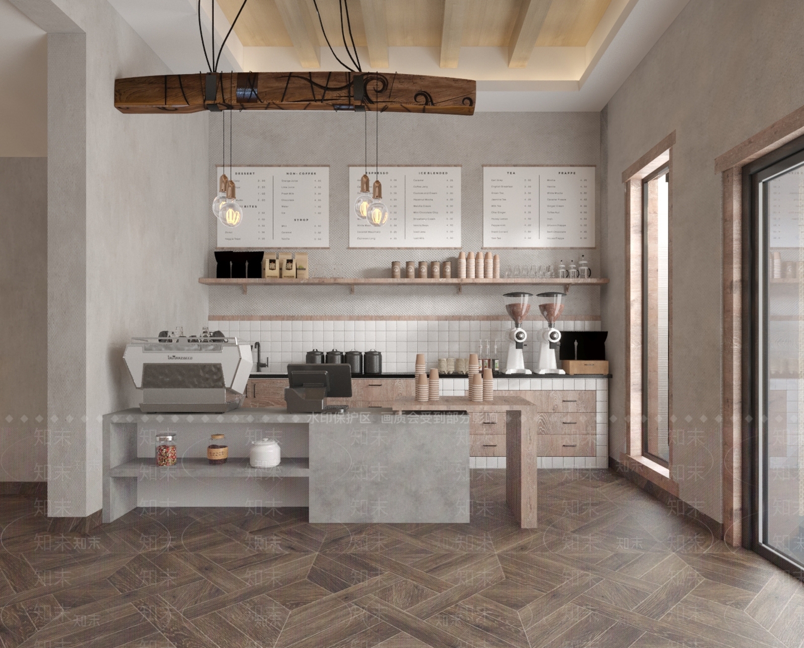 现代侘寂奶茶店3D模型下载【ID:1167585807】