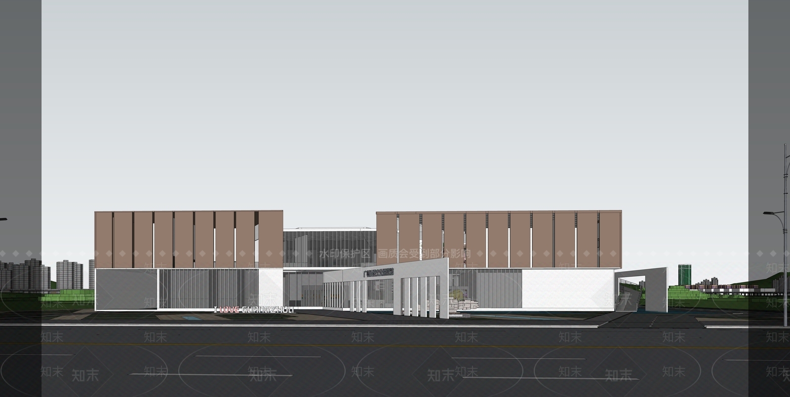 现代展览馆建筑SU模型下载【ID:1167576993】