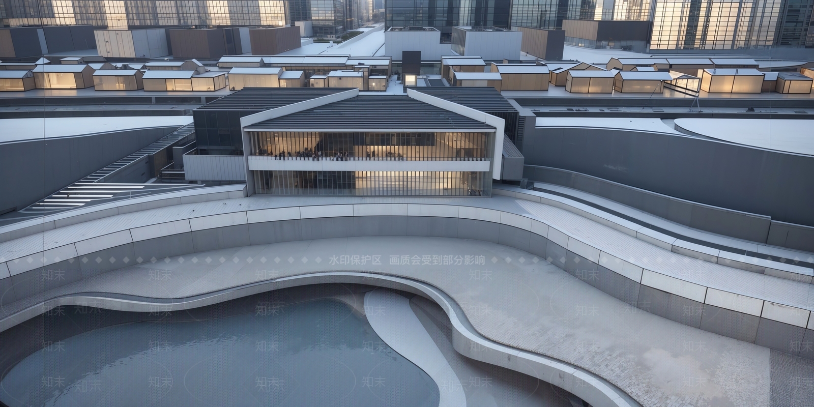 现代展览馆建筑SU模型下载【ID:1167576993】