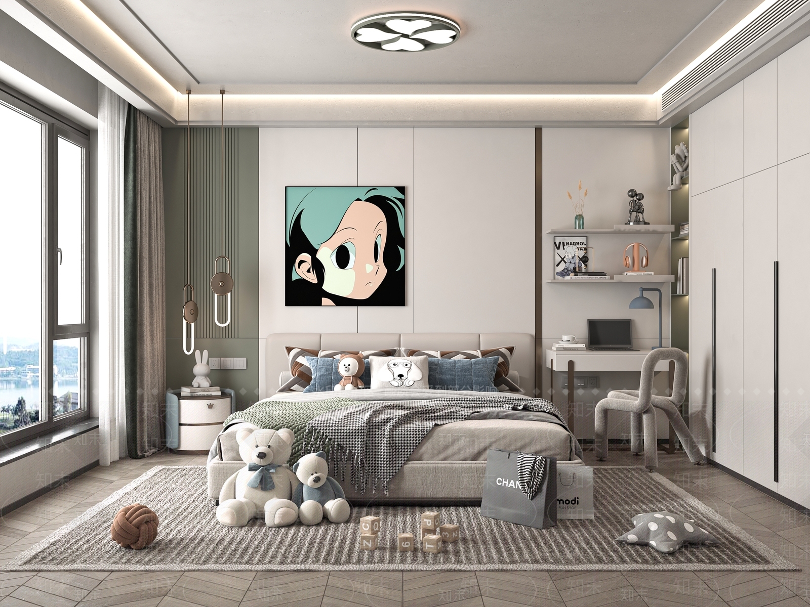 现代男孩房3D模型下载【ID:1167583088】