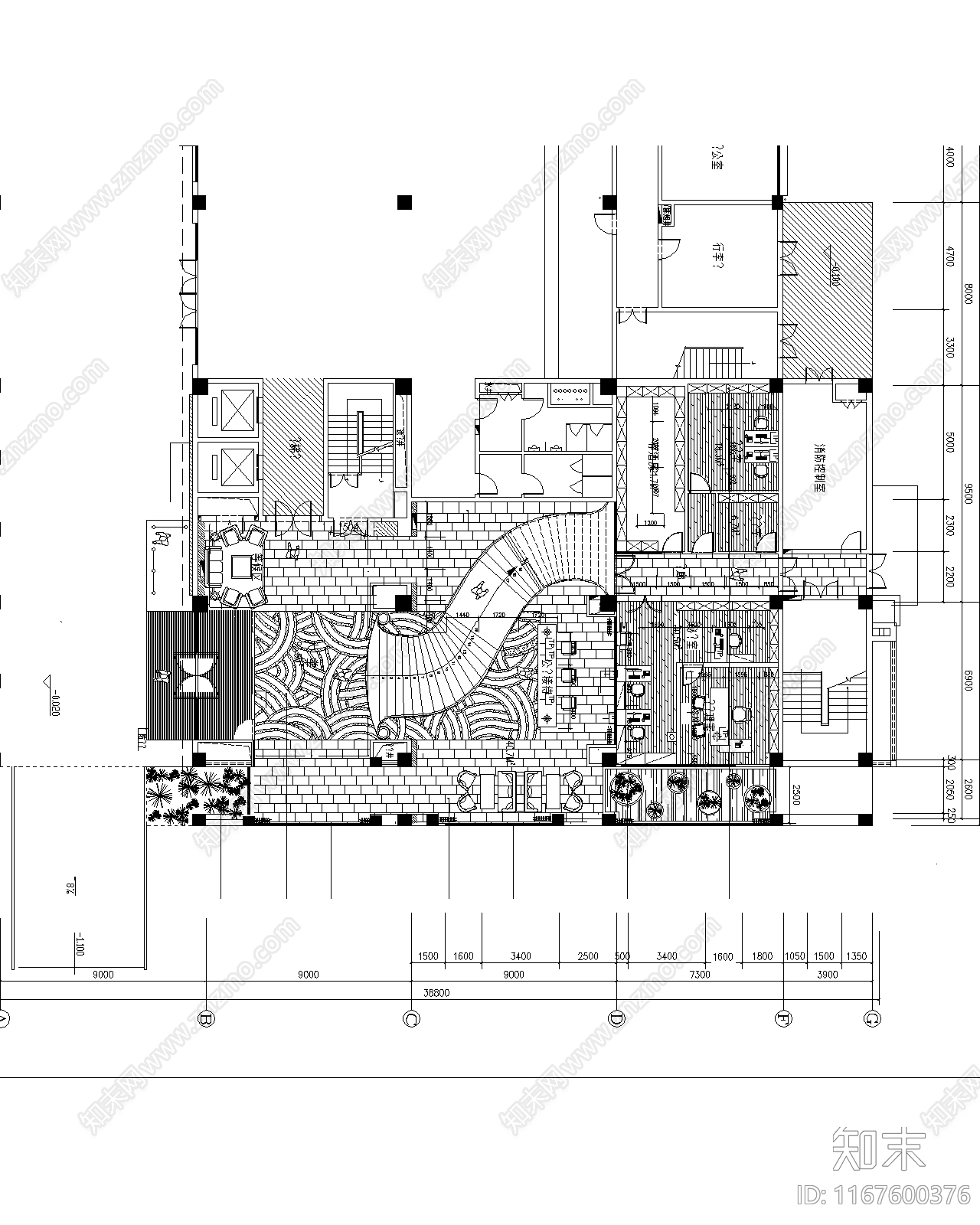 现代新中式中餐厅cad施工图下载【ID:1167600376】