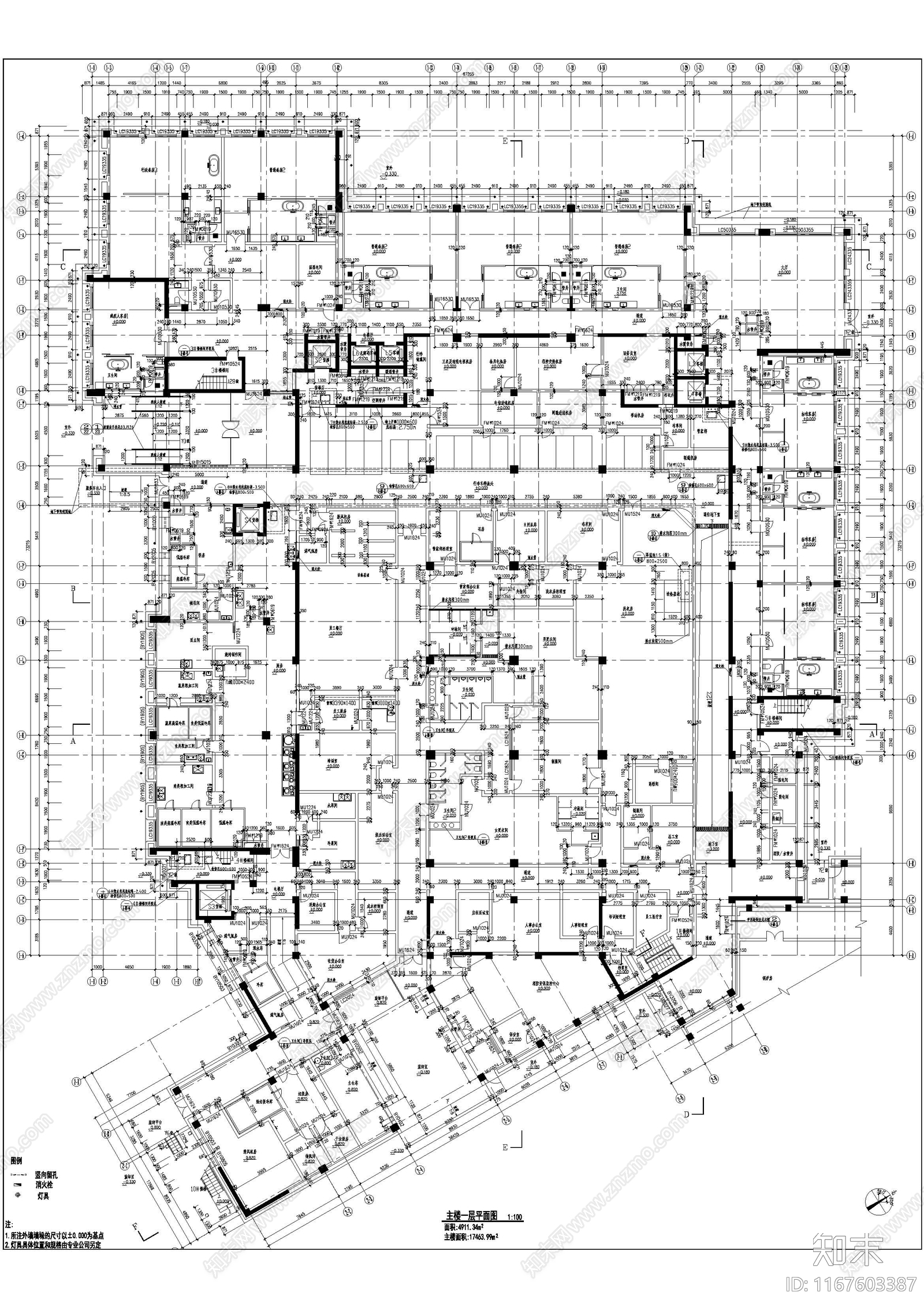 新中式民宿建筑cad施工图下载【ID:1167603387】