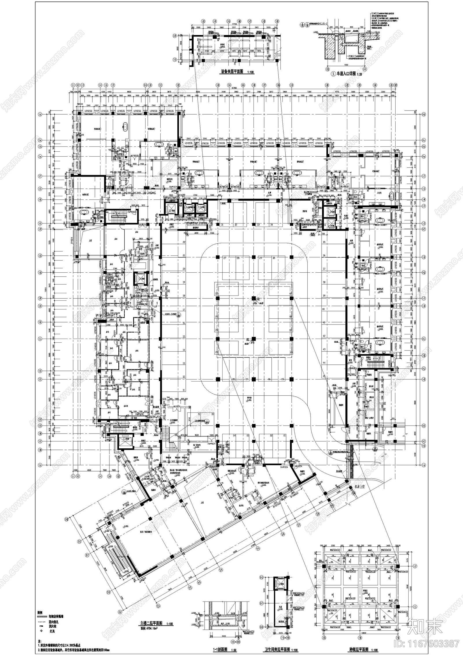 新中式民宿建筑cad施工图下载【ID:1167603387】