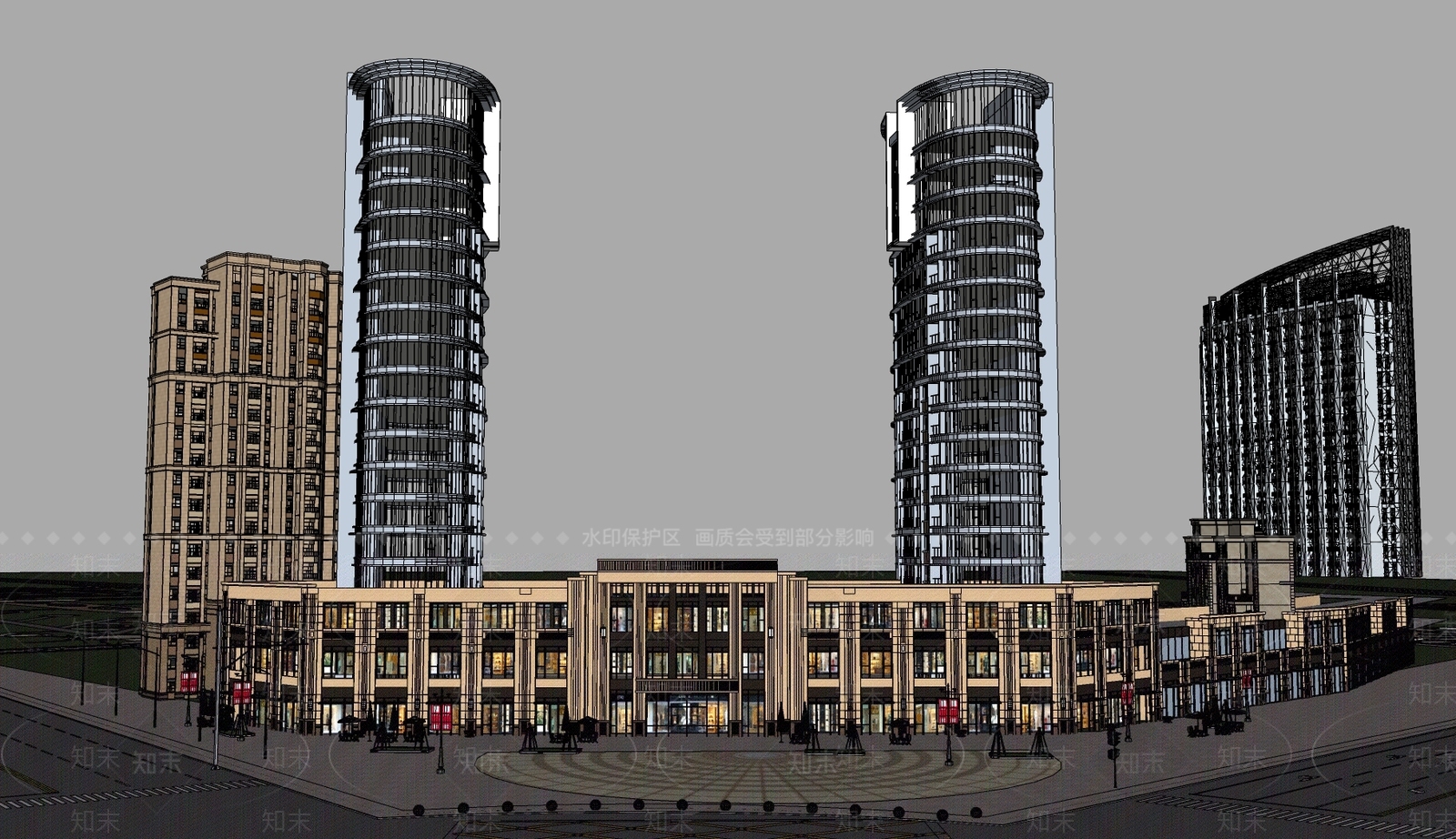 现代商场建筑SU模型下载【ID:1167608231】