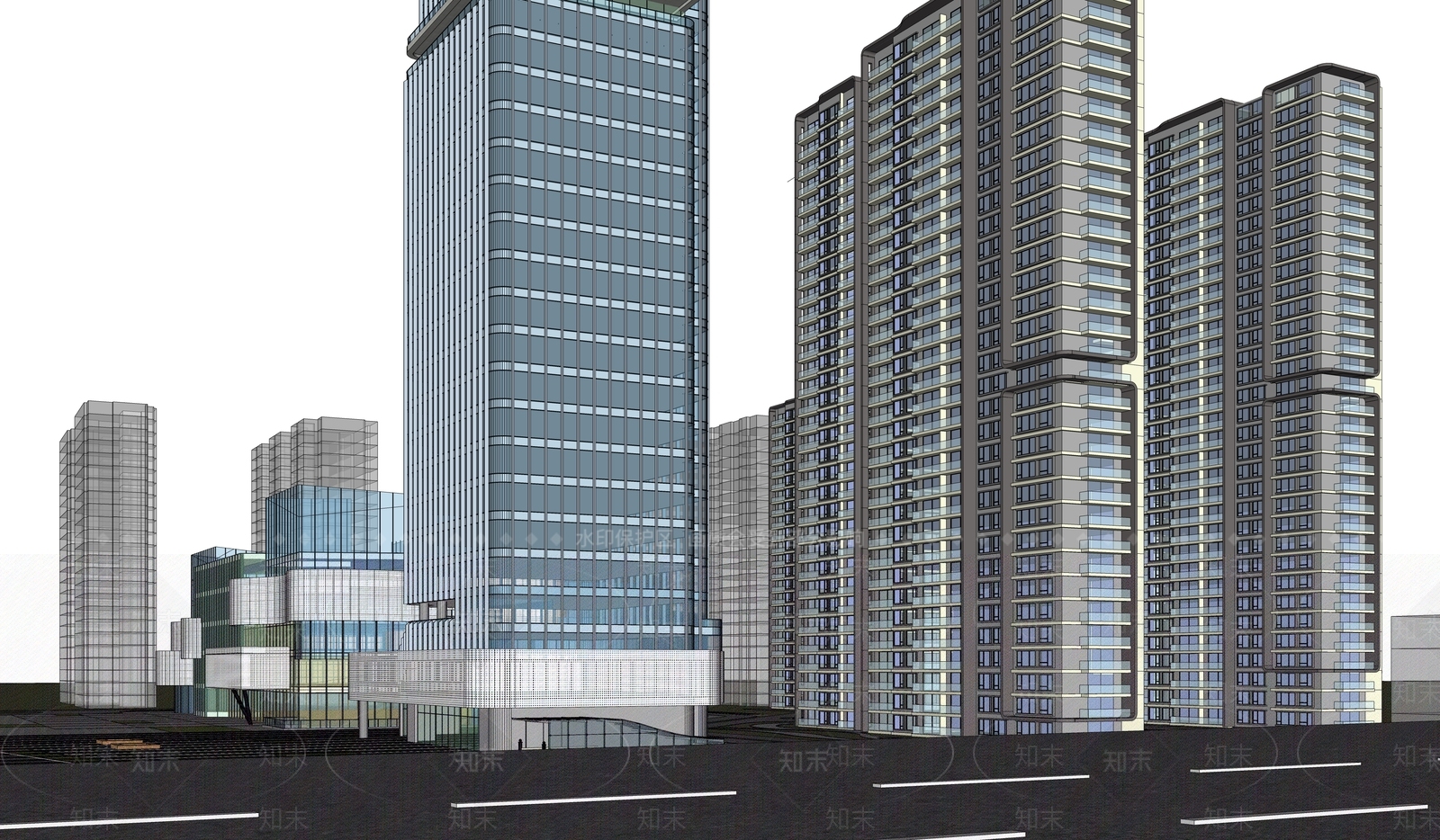 现代极简商场建筑SU模型下载【ID:1167613900】