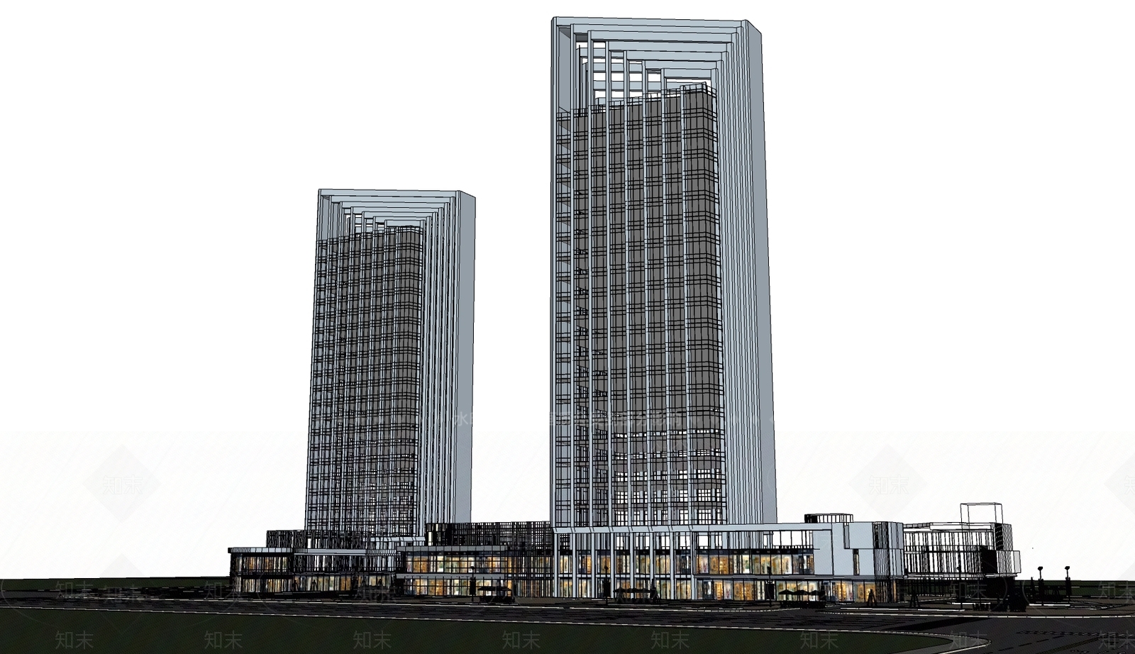 现代商场建筑SU模型下载【ID:1167619901】