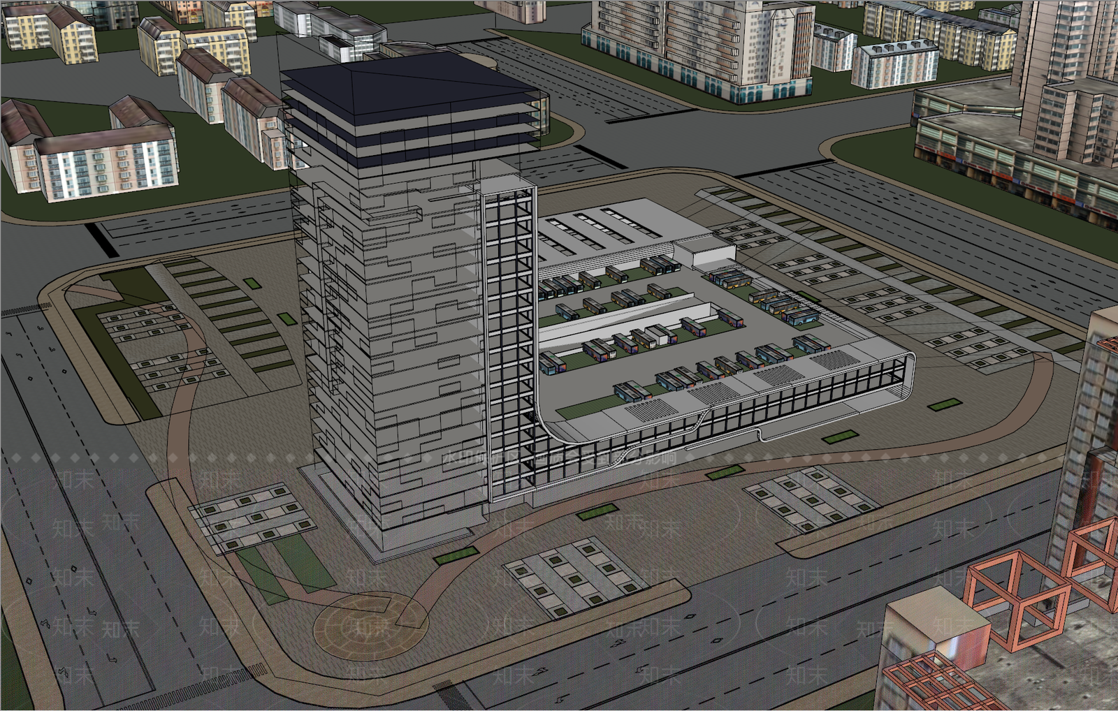 现代商场建筑SU模型下载【ID:1167623460】