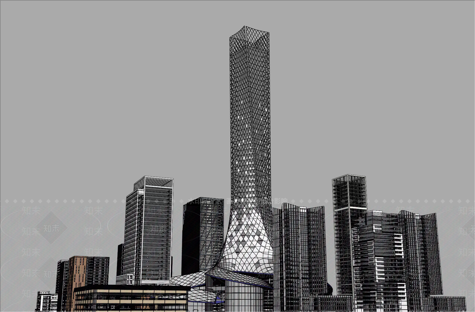 现代商场建筑SU模型下载【ID:1167624236】