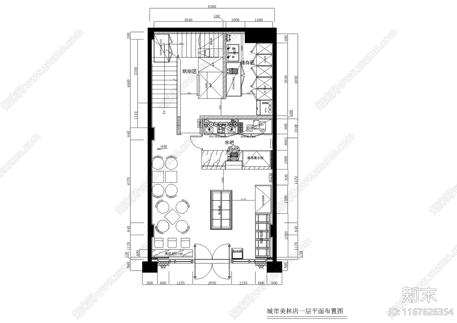 现代面包店施工图下载【ID:1167626354】