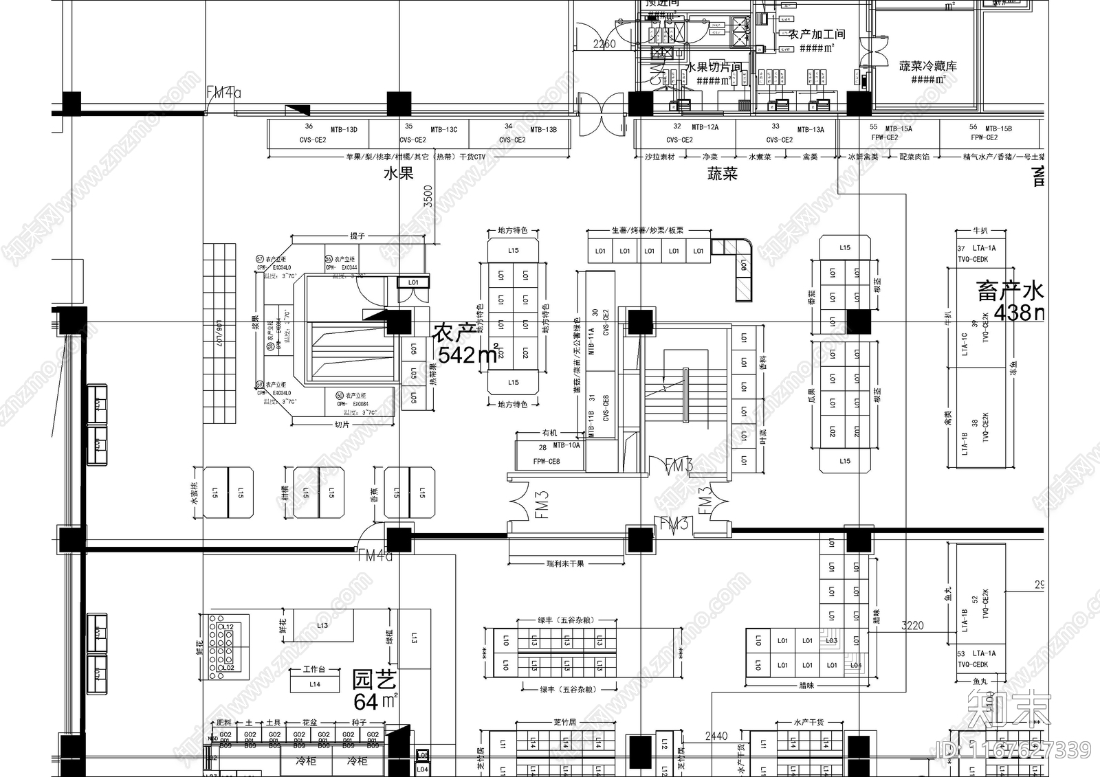 现代超市cad施工图下载【ID:1167627339】