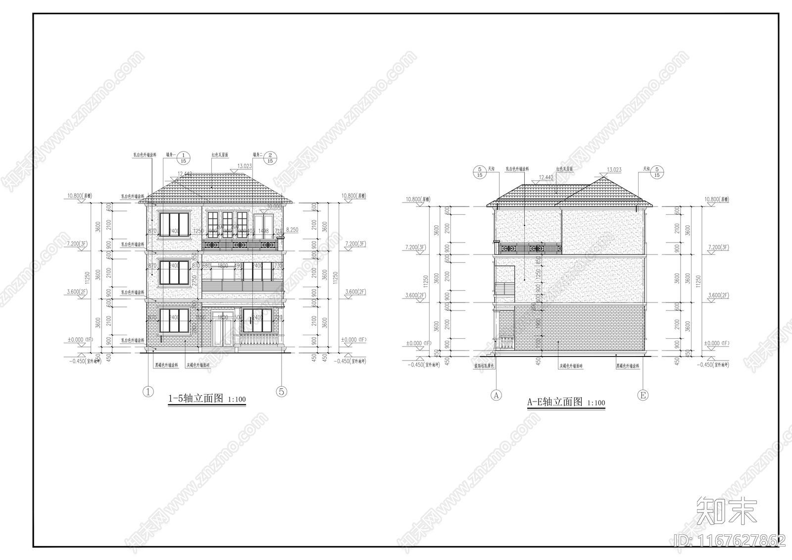 欧式别墅建筑施工图下载【ID:1167627862】