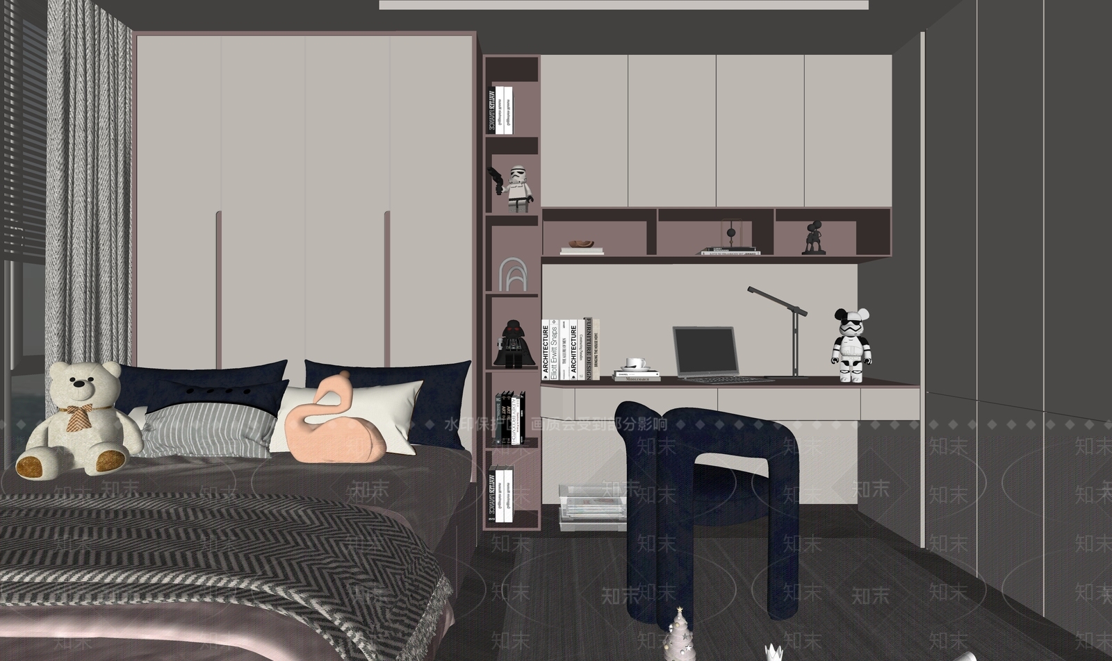 现代榻榻米卧室SU模型下载【ID:1167630727】