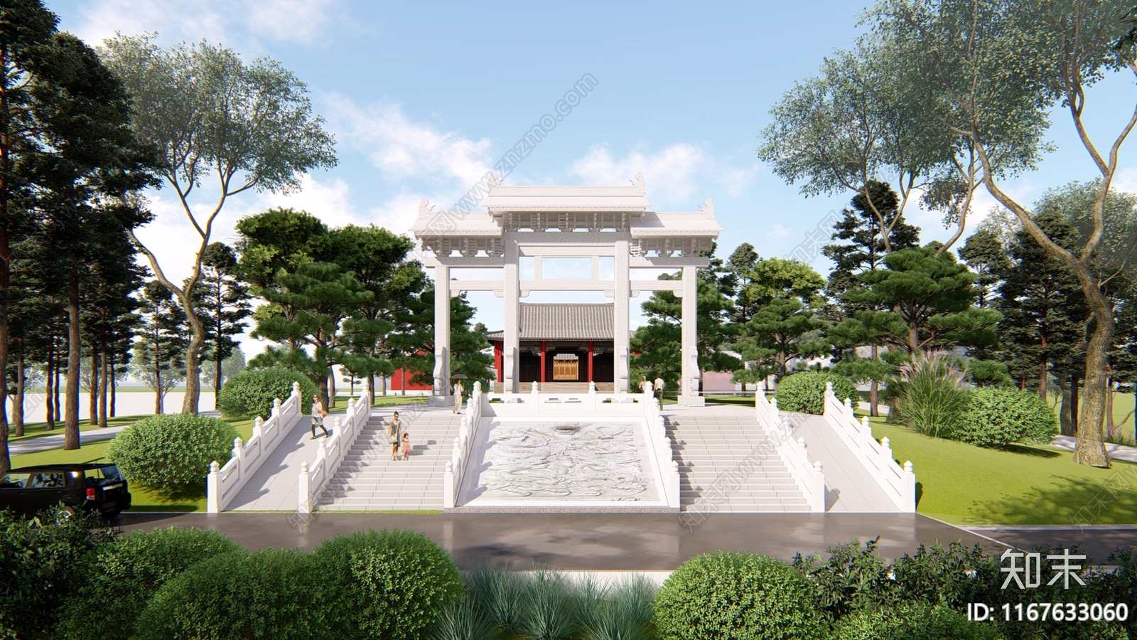 中式寺庙建筑SU模型下载【ID:1167633060】