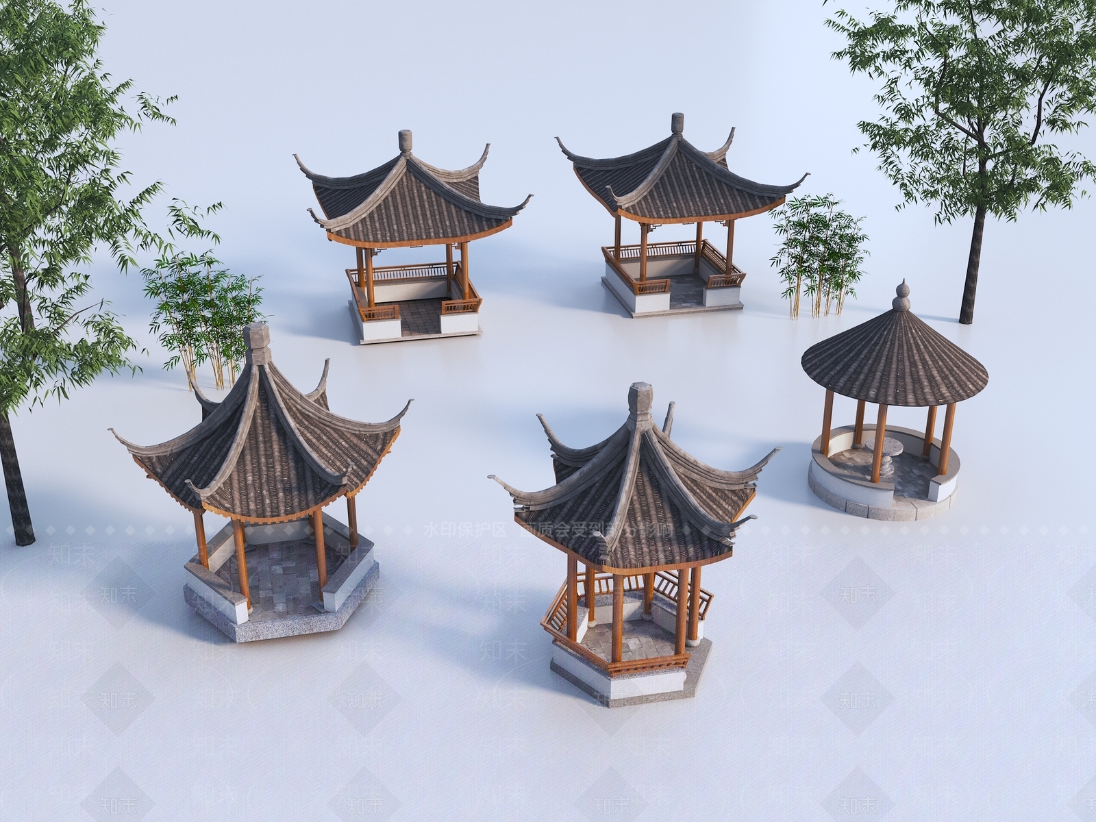 新中式中式亭子3D模型下载【ID:1167636808】