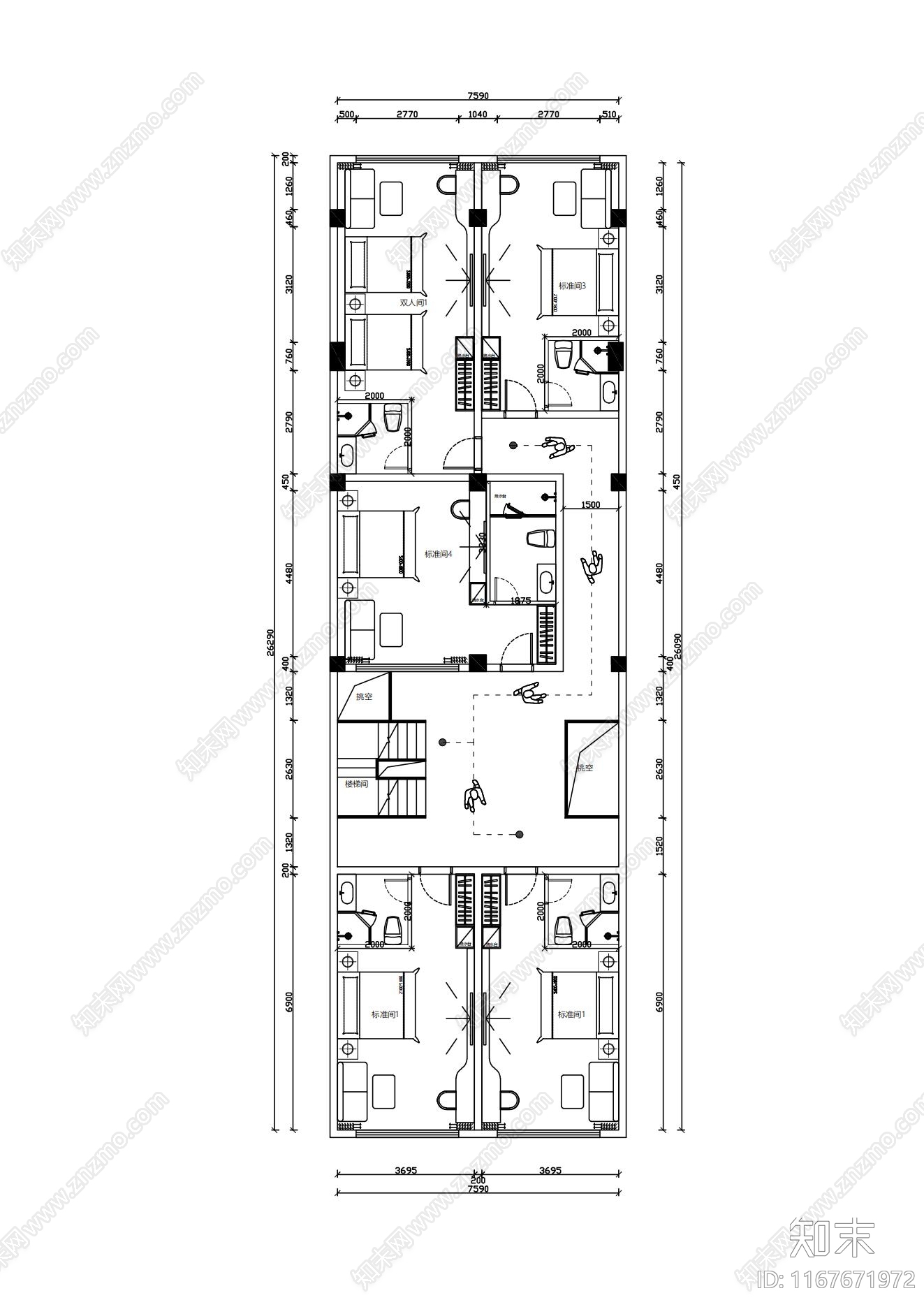 现代日式民宿施工图下载【ID:1167671972】