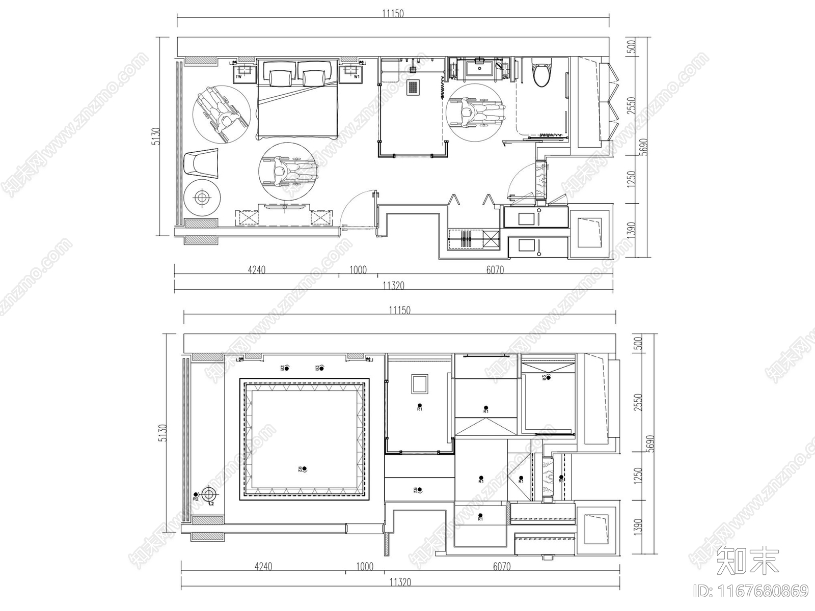 现代酒店cad施工图下载【ID:1167680869】