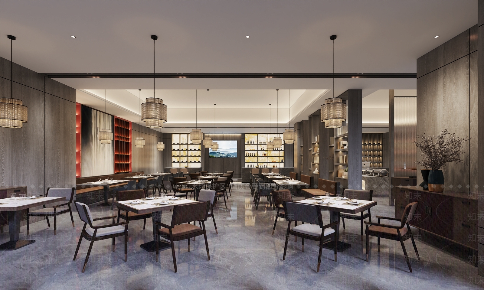 新中式中式中餐厅3D模型下载【ID:1167685602】