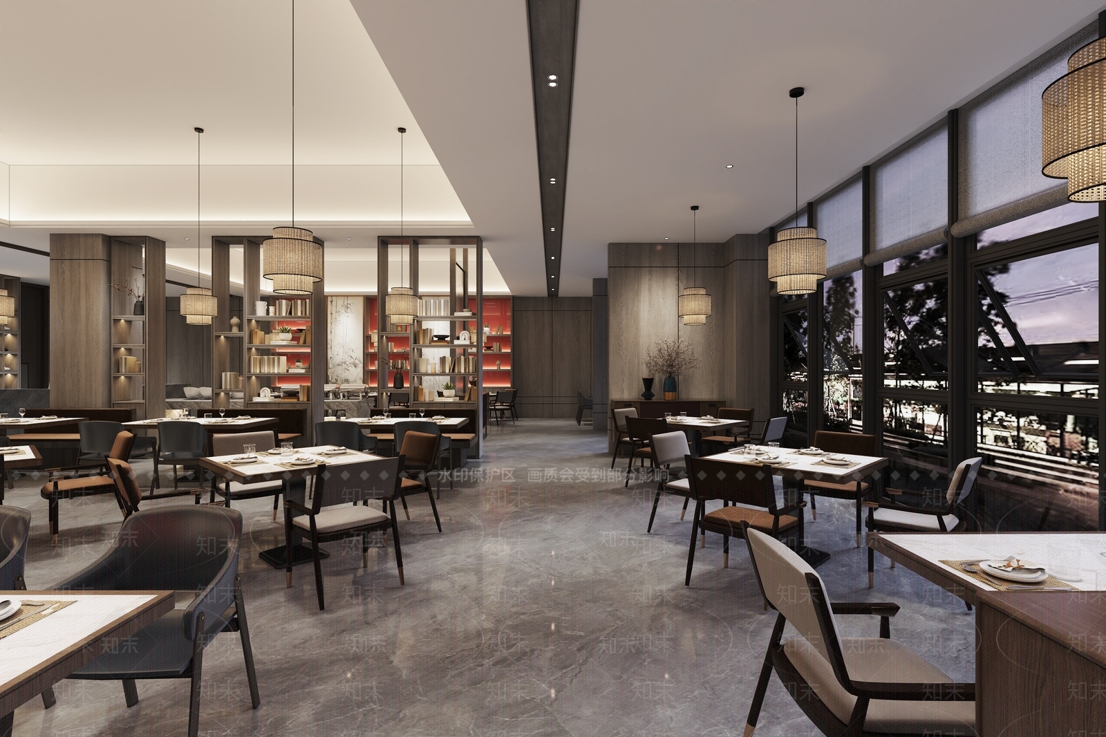 新中式中式中餐厅3D模型下载【ID:1167685602】