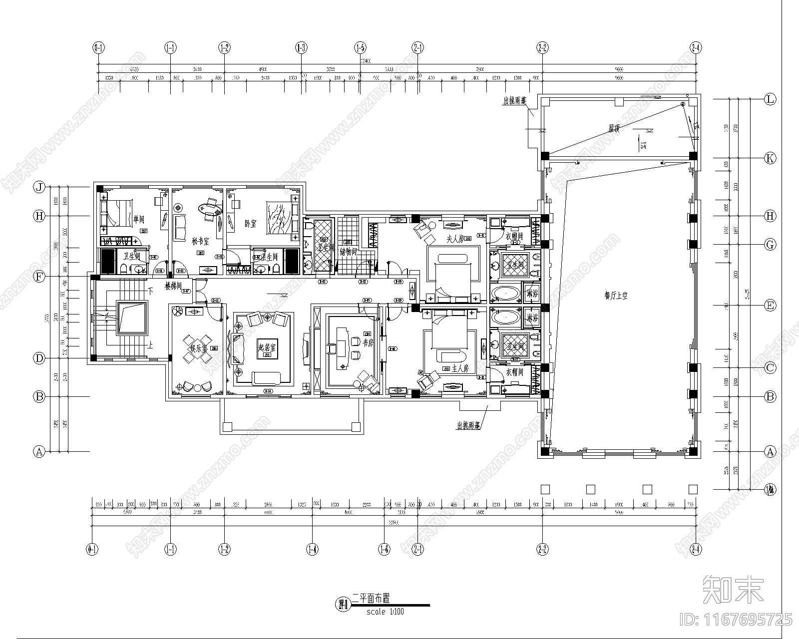 现代轻奢会所cad施工图下载【ID:1167695725】
