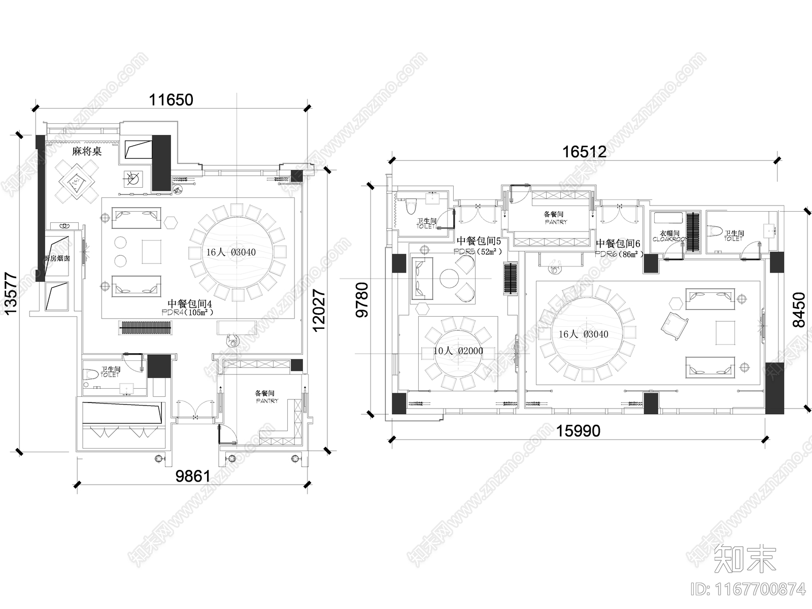 新中式中式中餐厅施工图下载【ID:1167700874】