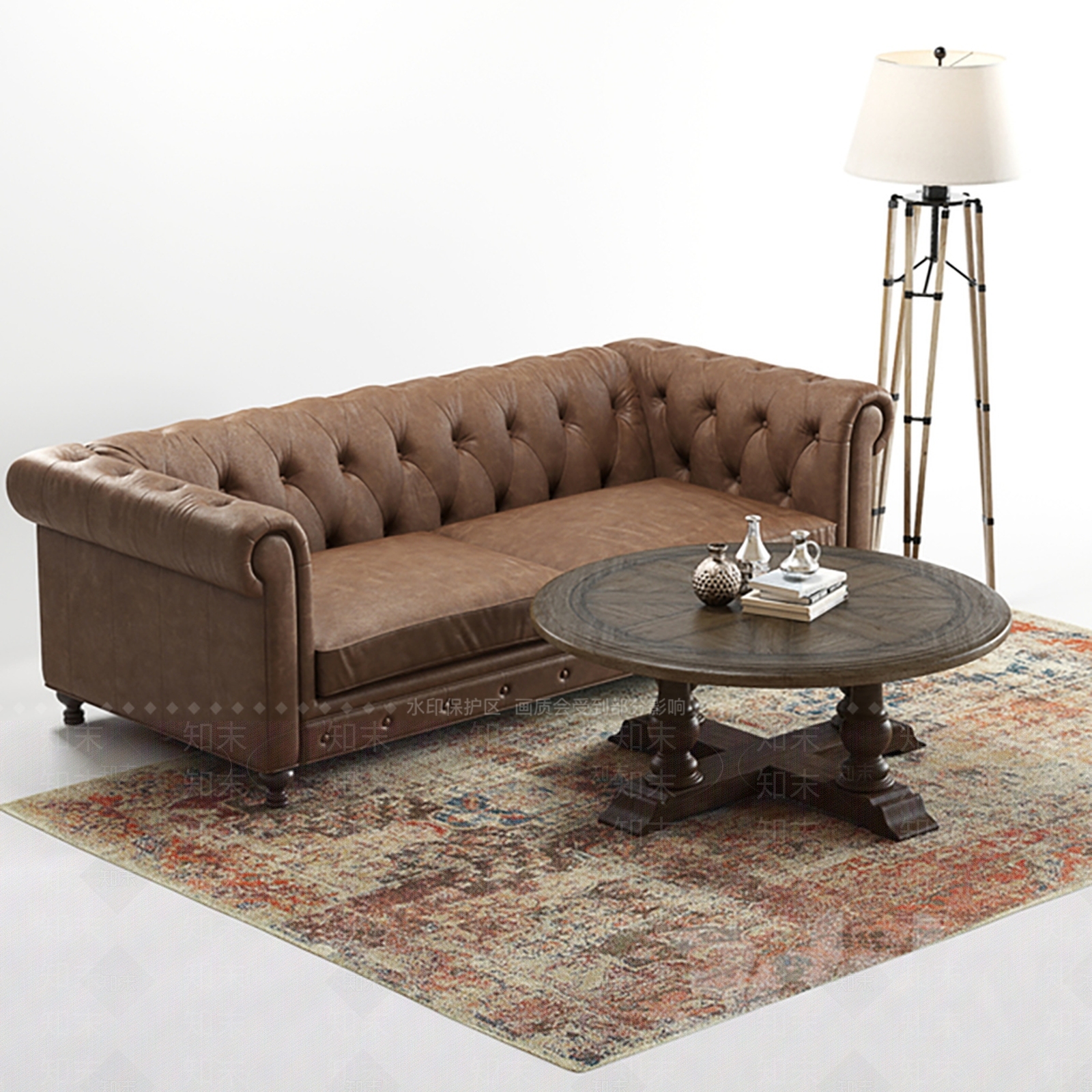 美式沙发组合3D模型下载【ID:1167702769】