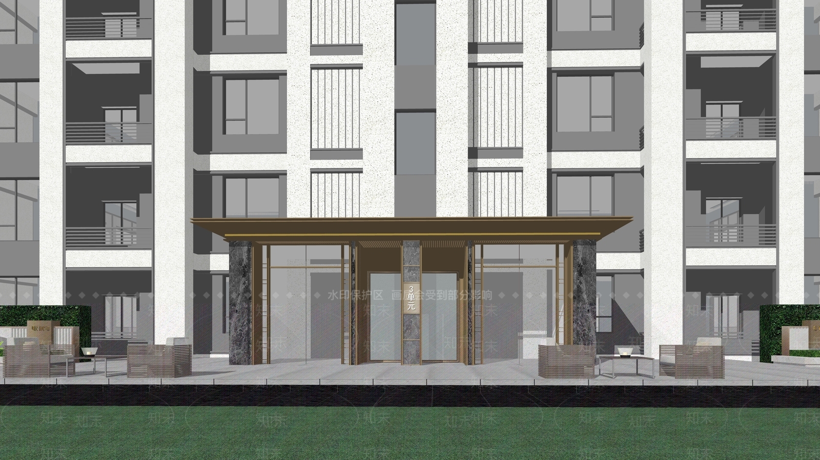 现代极简高层住宅SU模型下载【ID:1167708669】