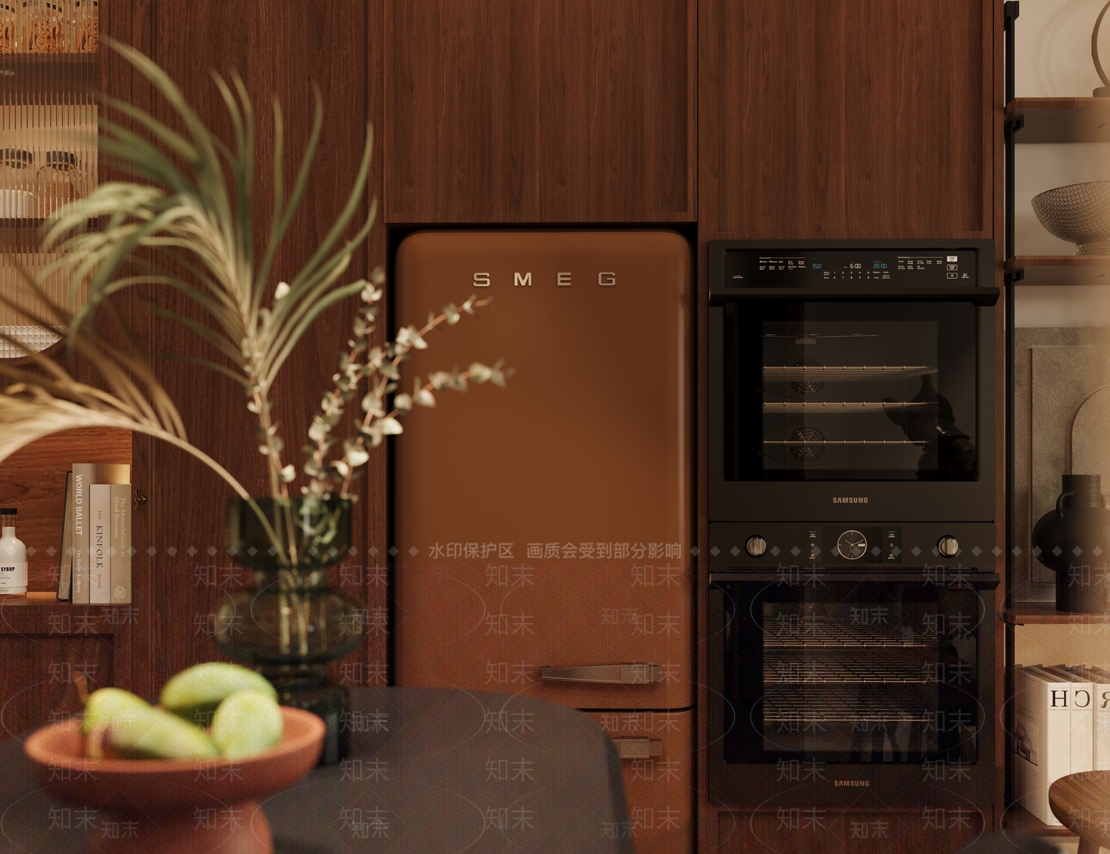 深色木质中岛吧台吧台3D模型下载【ID:1227353447】
