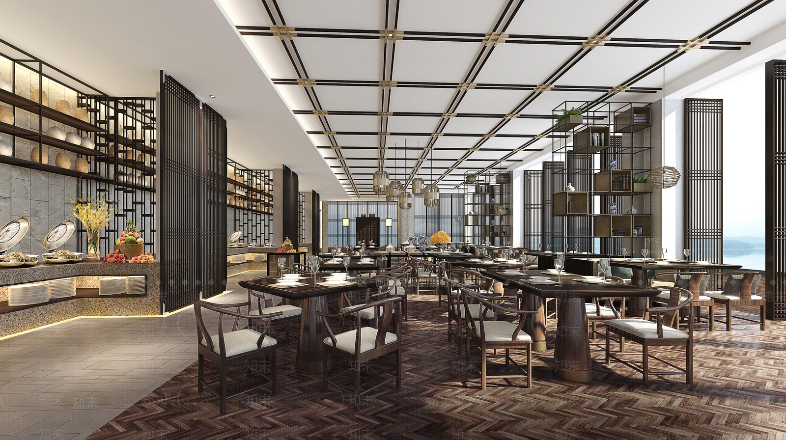 现代新中式中餐厅3D模型下载【ID:1167719628】