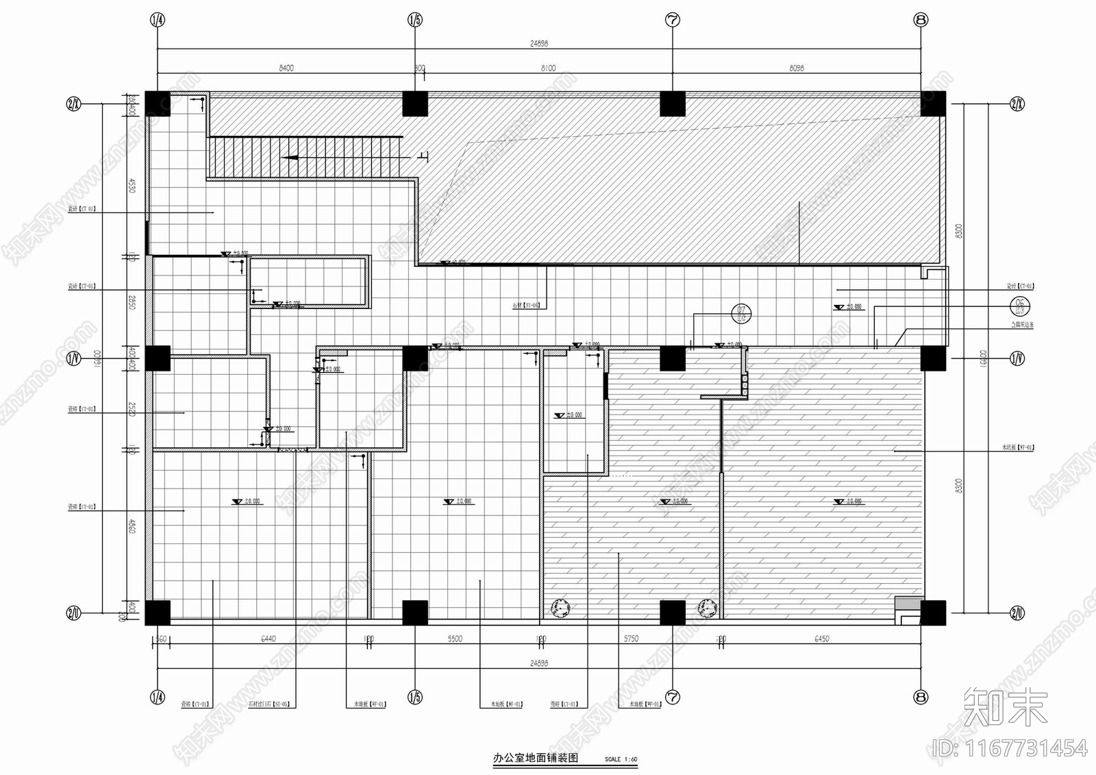 现代办公室cad施工图下载【ID:1167731454】