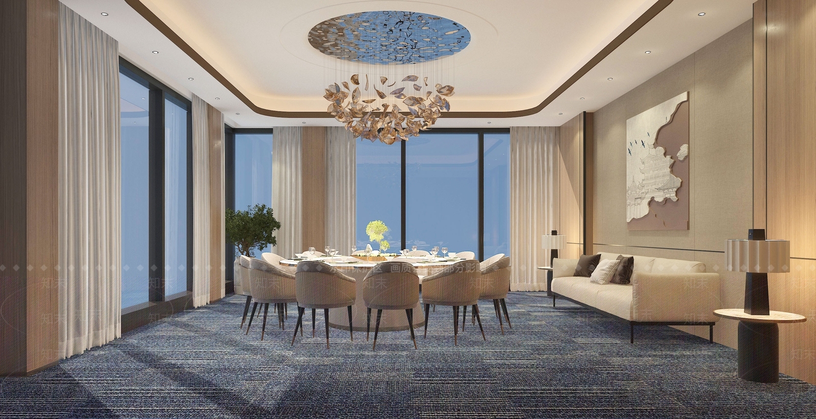 现代新中式包厢3D模型下载【ID:1167731814】