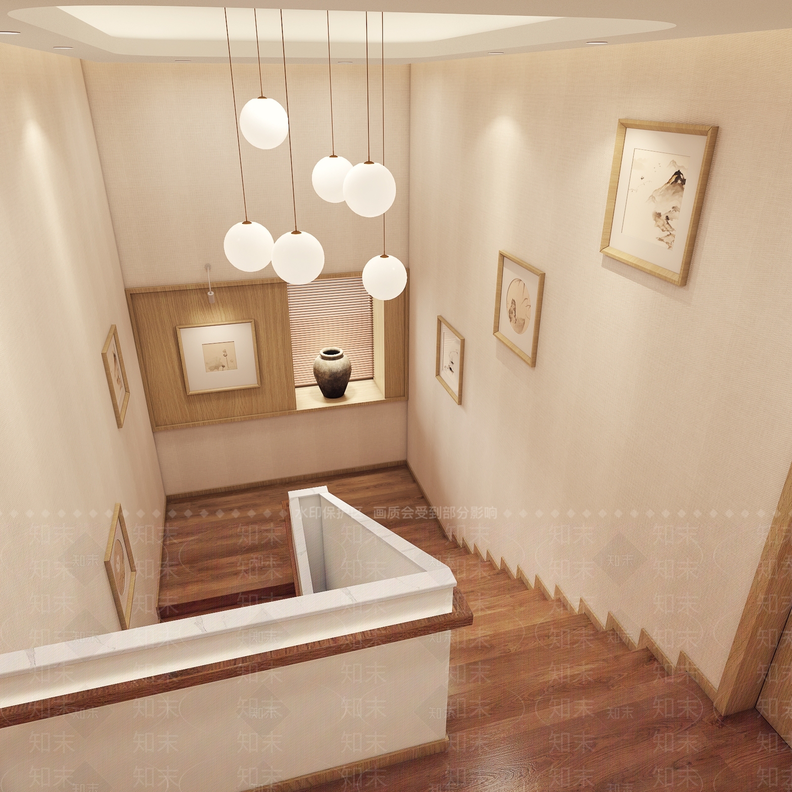 新中式中式楼梯间3D模型下载【ID:1167735110】