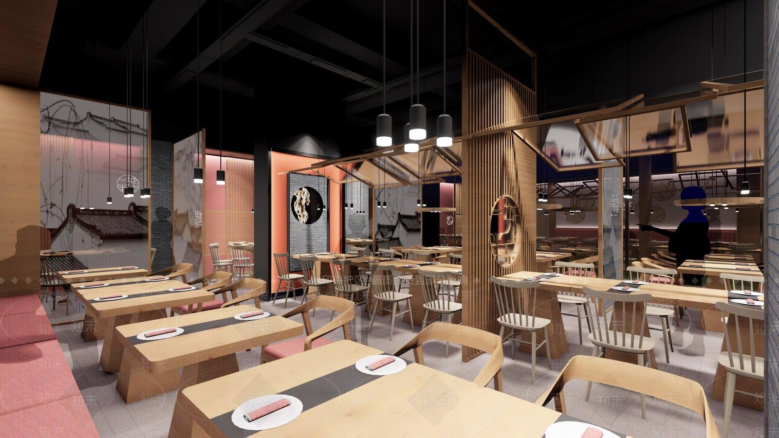 日式新中式中餐厅SU模型下载【ID:1167740075】