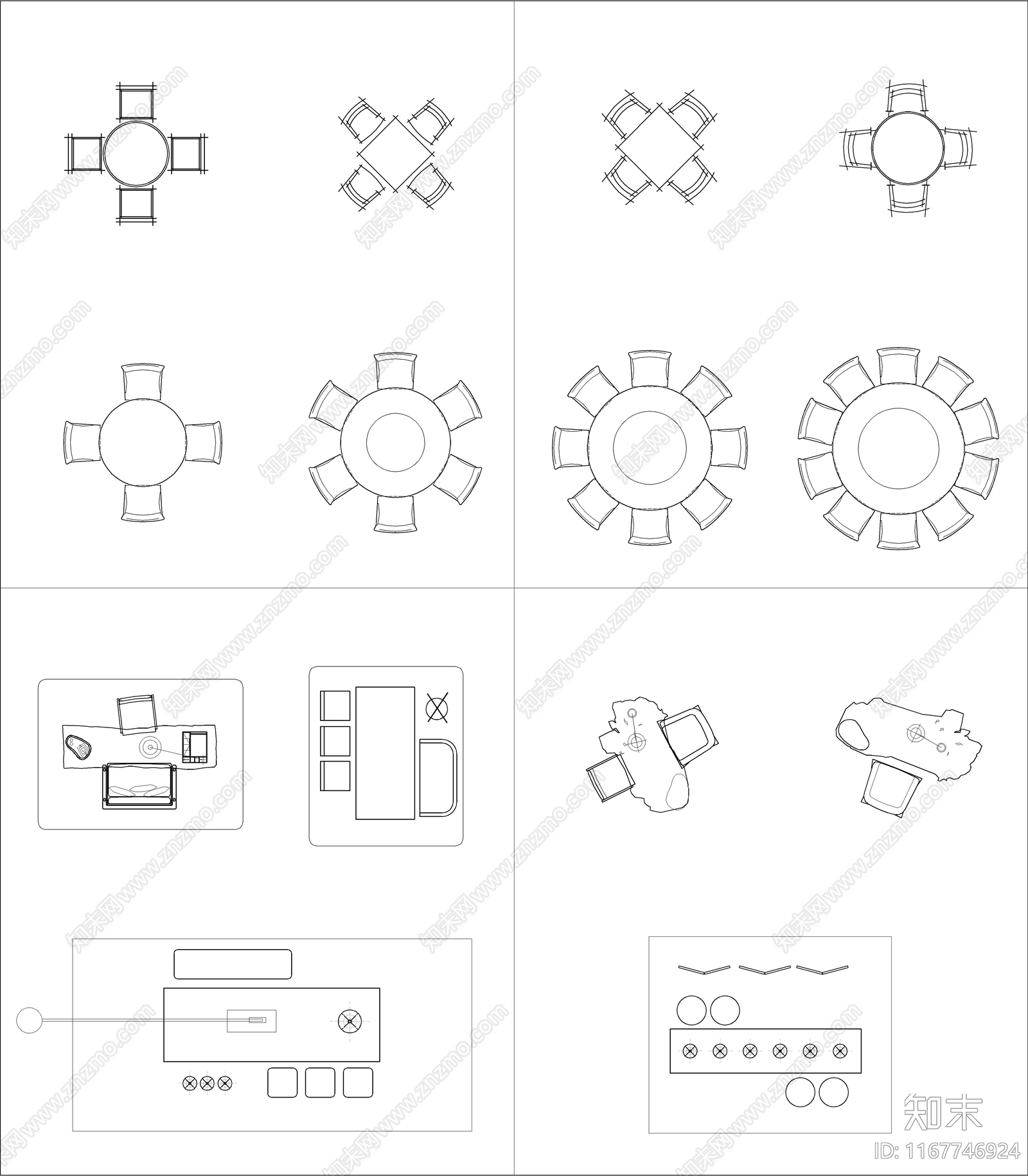 现代桌椅施工图下载【ID:1167746924】