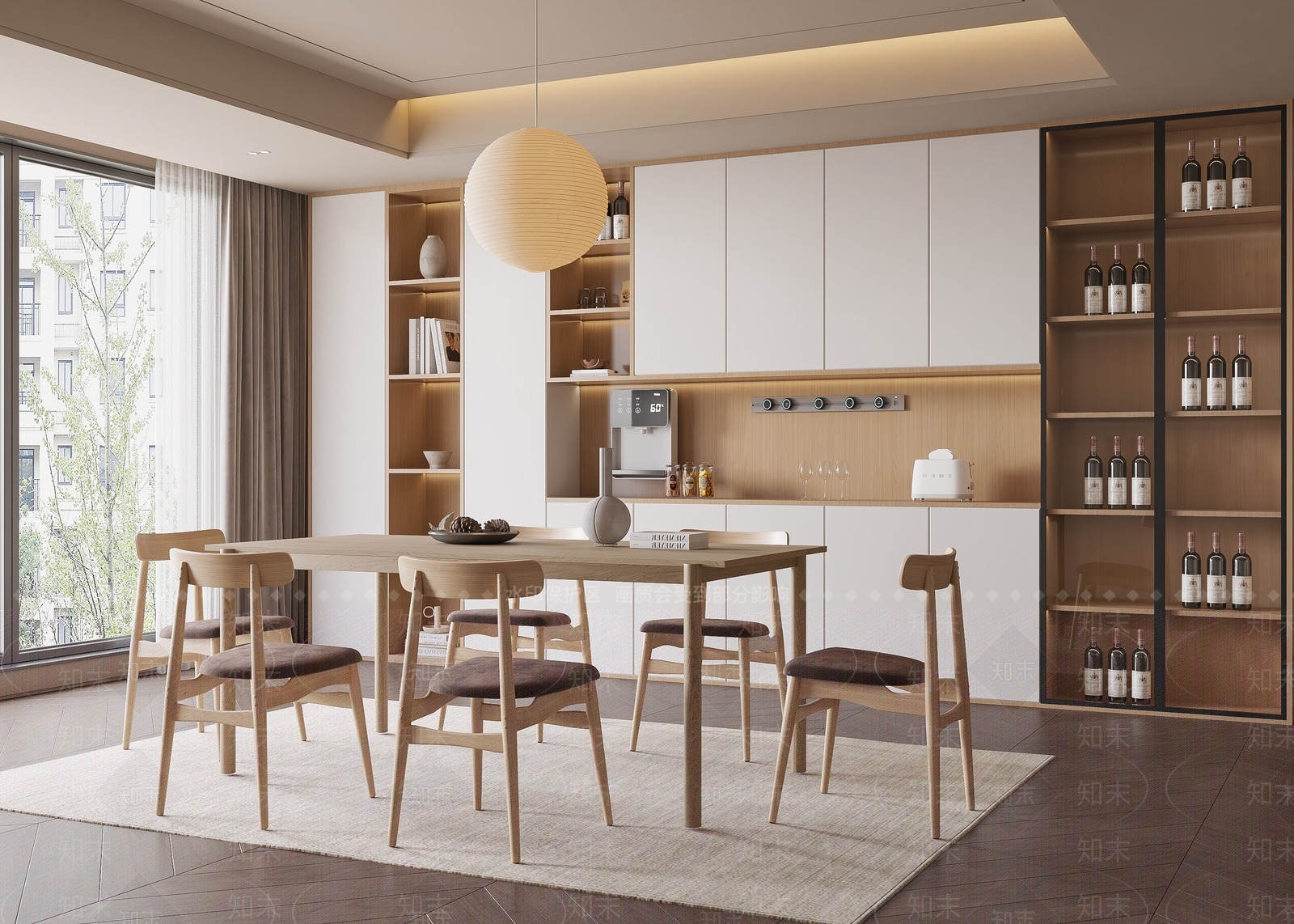 原木北欧家居餐厅3D模型下载【ID:1167773520】