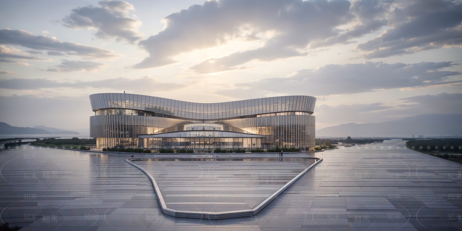 现代展览馆建筑SU模型下载【ID:1167783695】