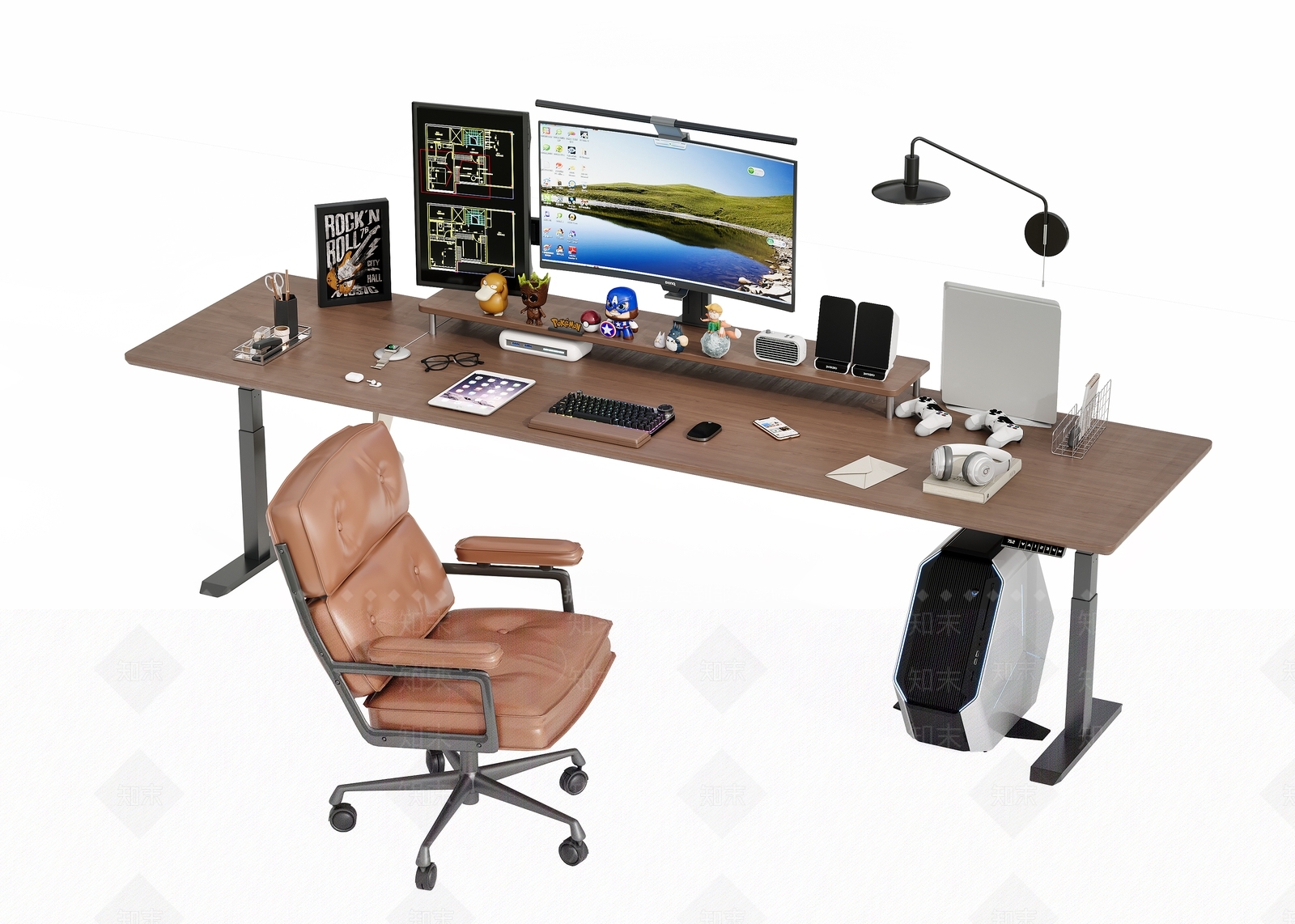 现代中古办公桌椅3D模型下载【ID:1167905160】