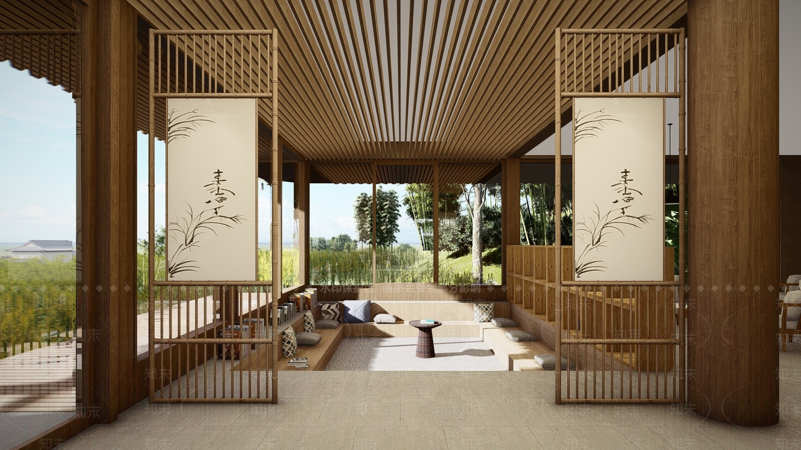 新中式现代民宿建筑SU模型下载【ID:1167793824】