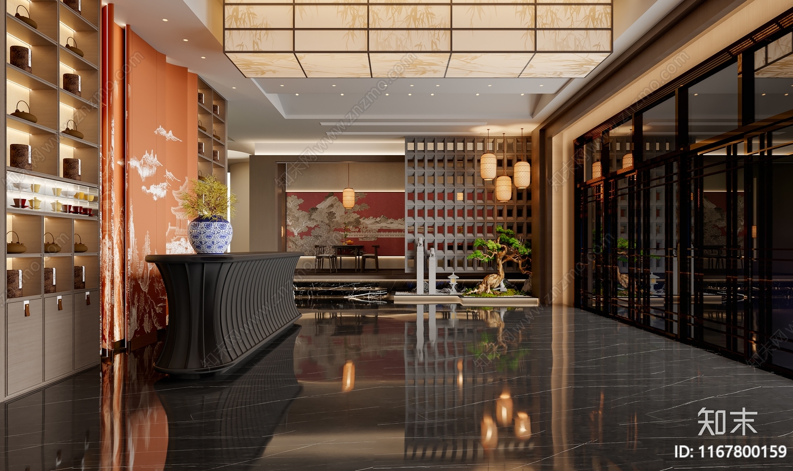 新中式中餐厅cad施工图下载【ID:1167800159】
