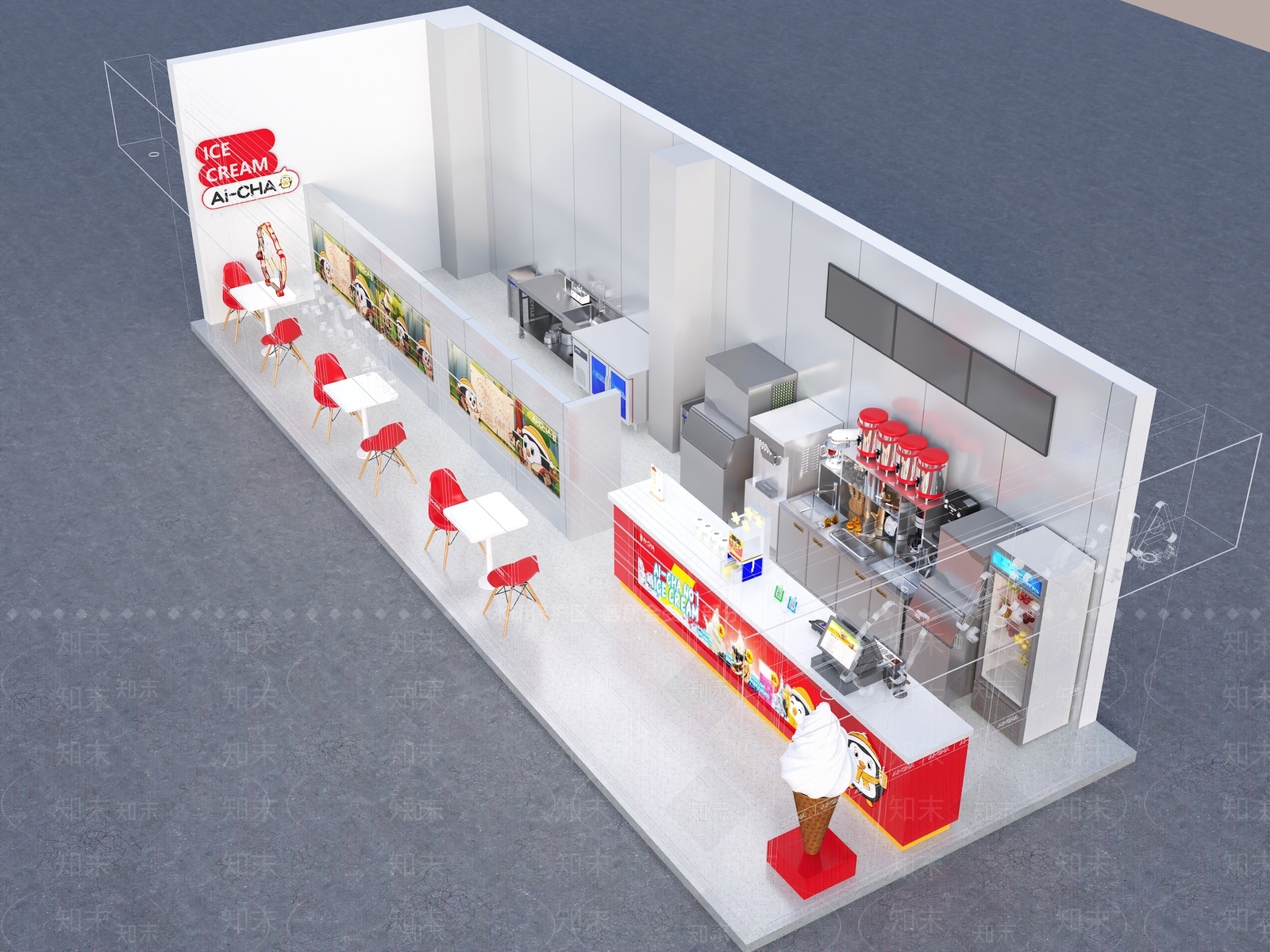 现代奶茶店3D模型下载【ID:1167806779】