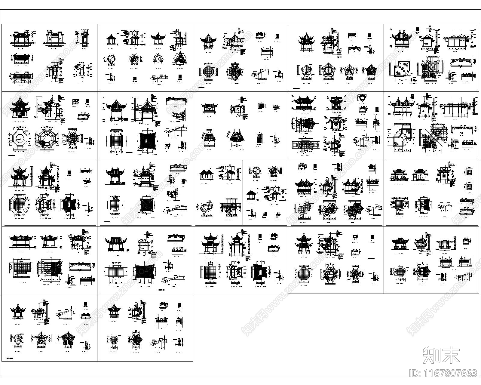 中式亭子图库施工图下载【ID:1167807663】