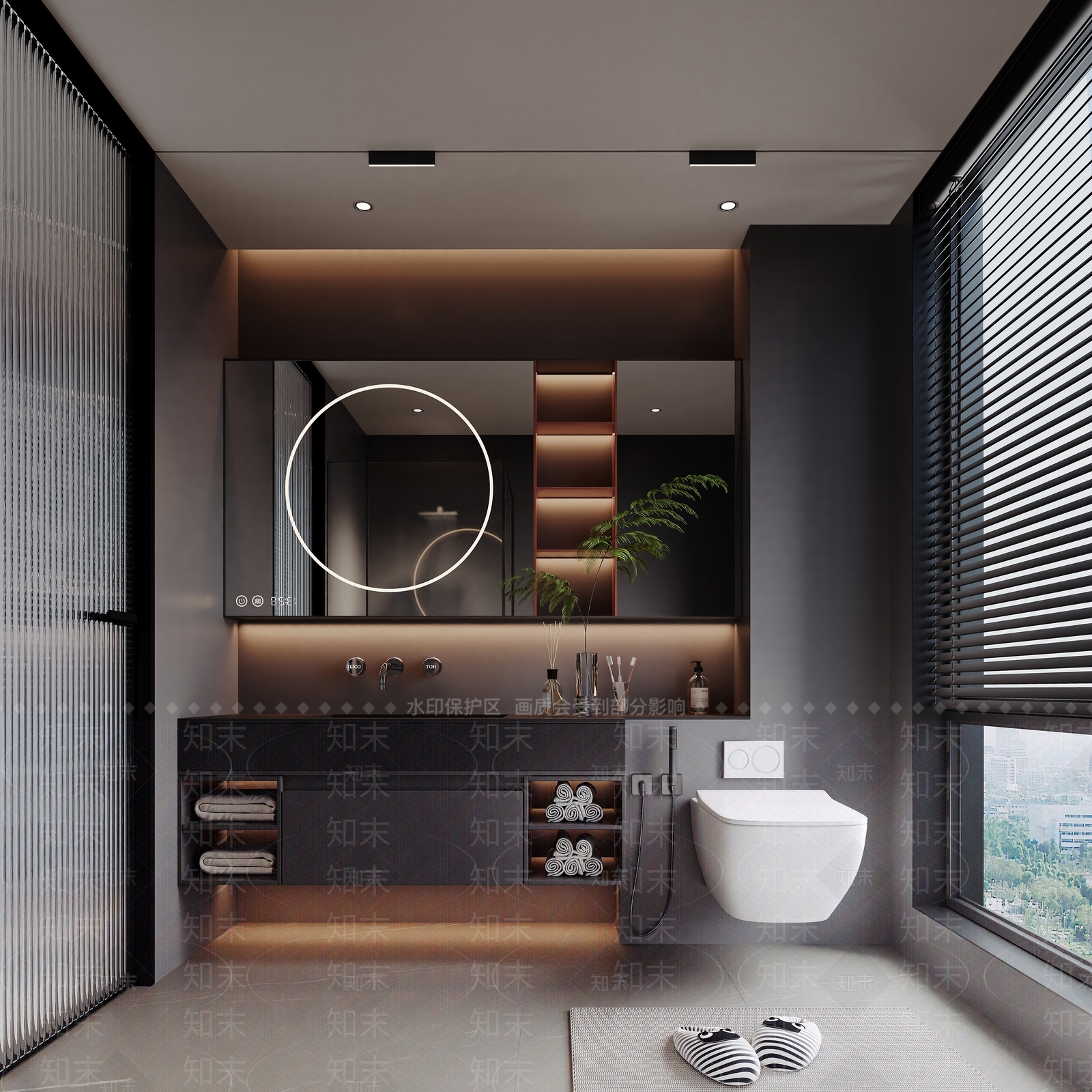 竖纹玻璃隔断门单开门3D模型下载【ID:1227500780】