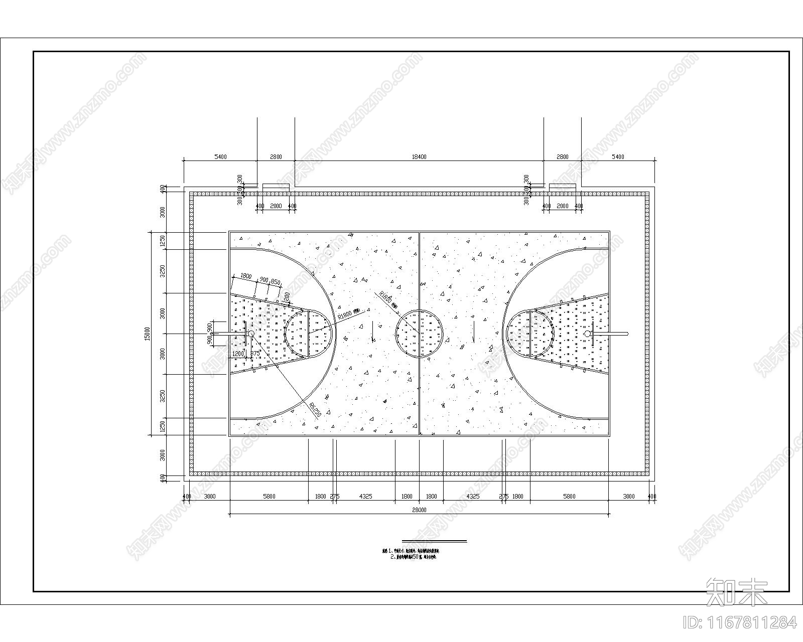 现代篮球场施工图下载【ID:1167811284】