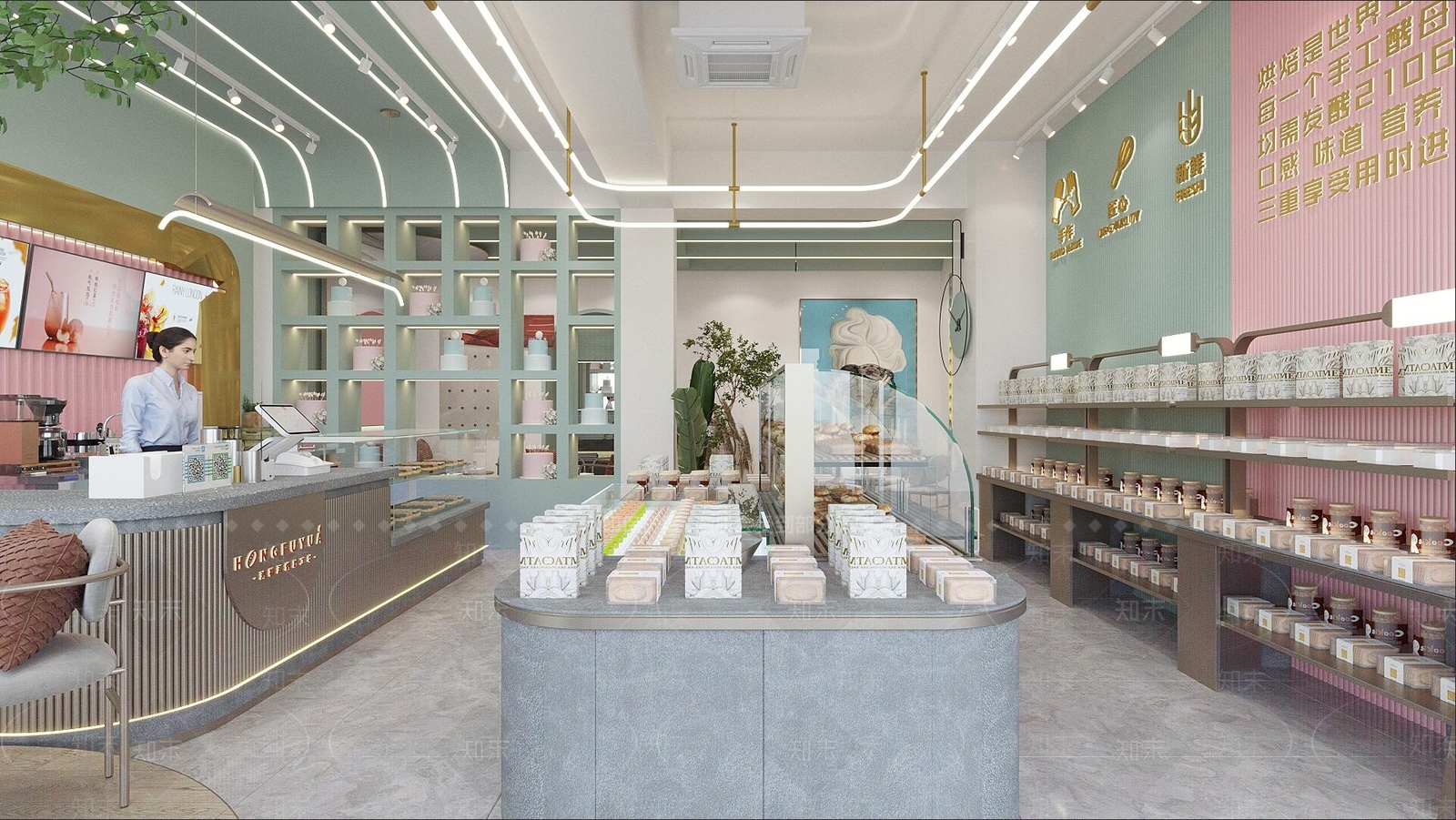 轻奢北欧甜品面包店3D模型下载【ID:1167819107】