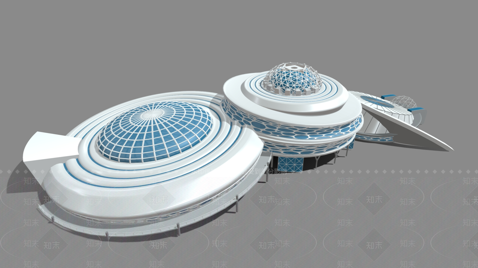 现代展览馆建筑SU模型下载【ID:1167817373】
