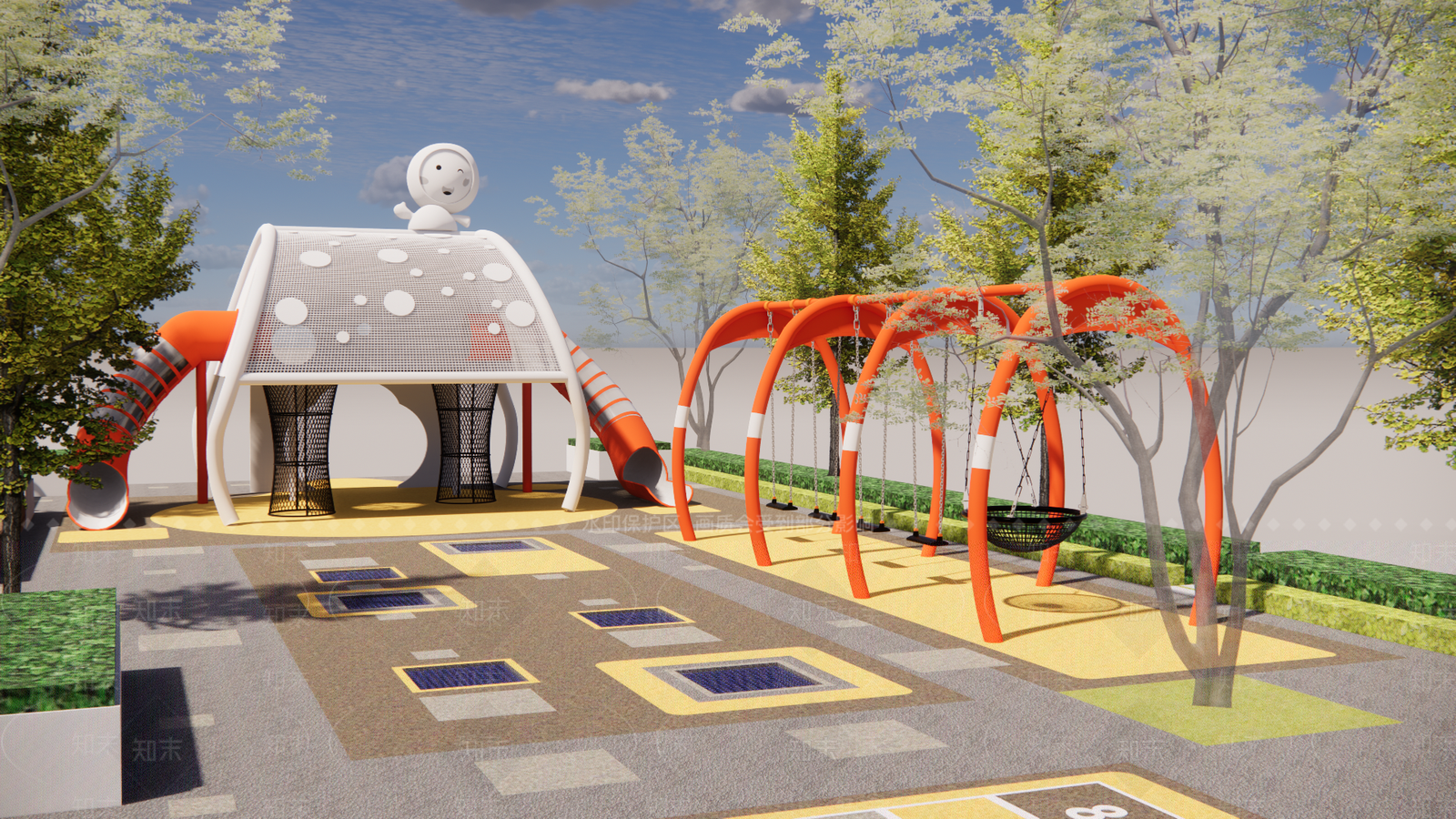 现代儿童游乐区SU模型下载【ID:1167818588】