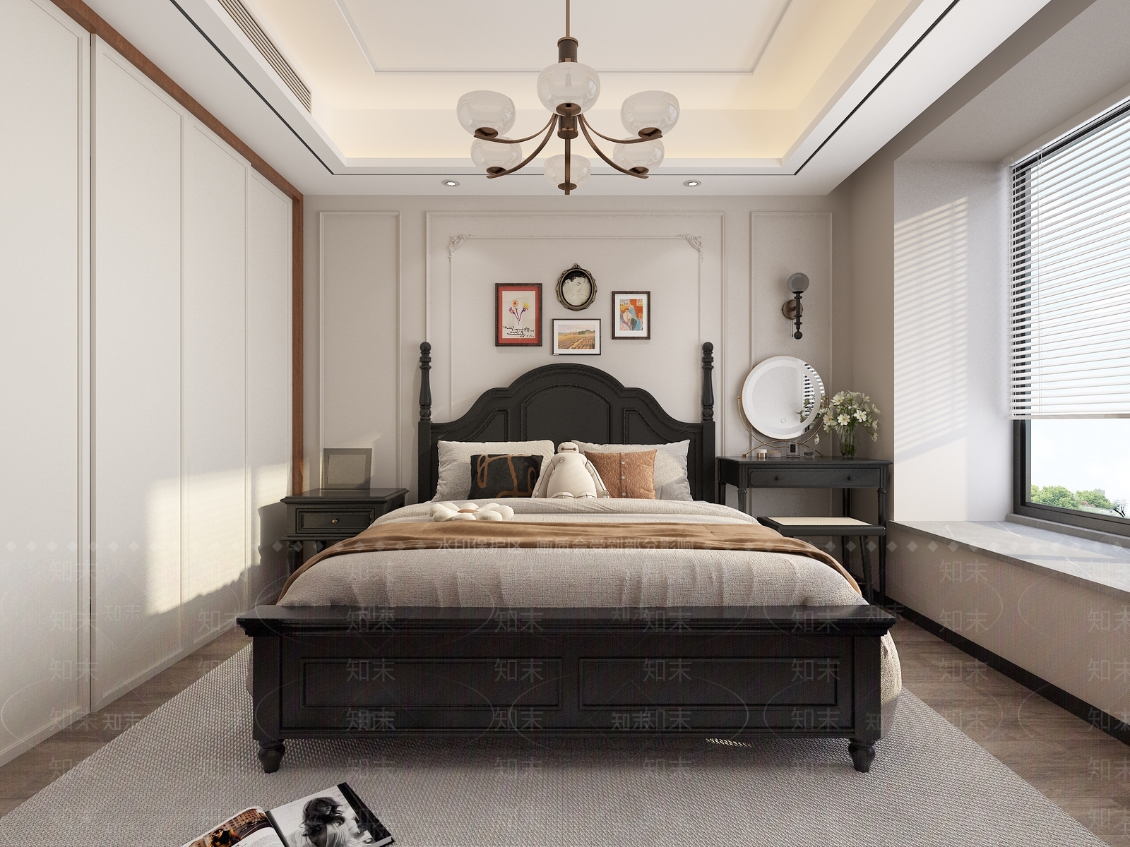 深色木质双人床双人床3D模型下载【ID:1227544831】