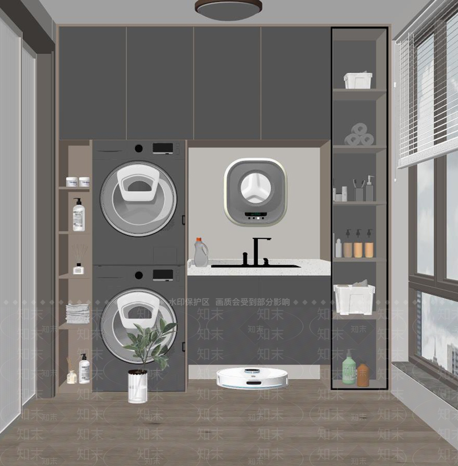 现代轻奢洗衣机柜SU模型下载【ID:1167820009】